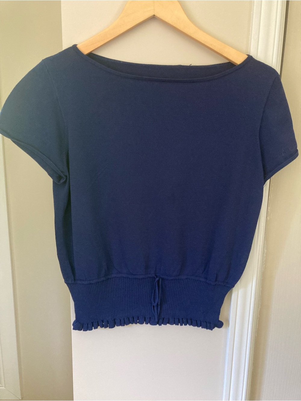 Cobalt Blue Vintage Top with Fitted Tie-Waist Detail